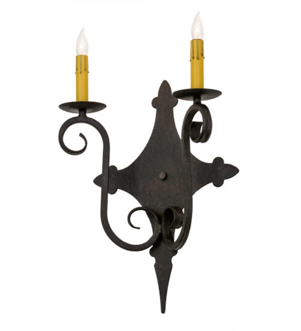 Applique murale à lumière variable à 2 lumières Angelique, Feuille d'automne, Trompette noire