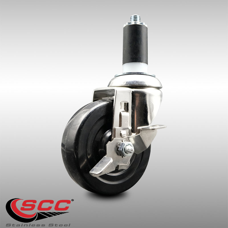 Roulettes pivotantes extensibles en caoutchouc dur 316SS avec frein SCC
