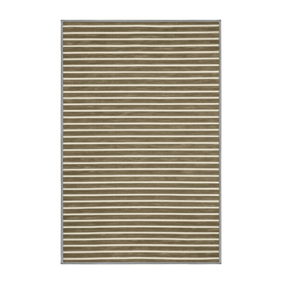 Tapis brun à rayures horizontales lavable à la machine