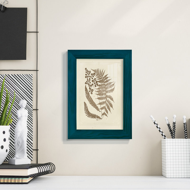 Meggan Sepia Ferns III, reproduction d'art encadrée, L 7 po x H 9 po x P 1 po, Bleu