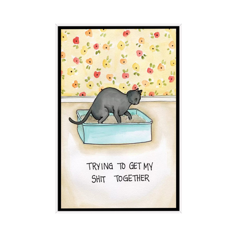 "Shit Together" par Jamie Morath-impression, H 26 po x l 18 po x 1,5 po, Pas de tapis, Toile blanche encadrée