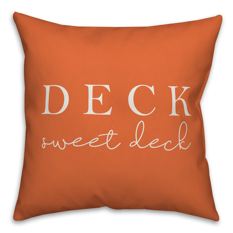  Housse et insert de coussin rectangulaire d'intérieur / extérieur Deck Sweet Deck, H 18 po x l 18 po, Orange