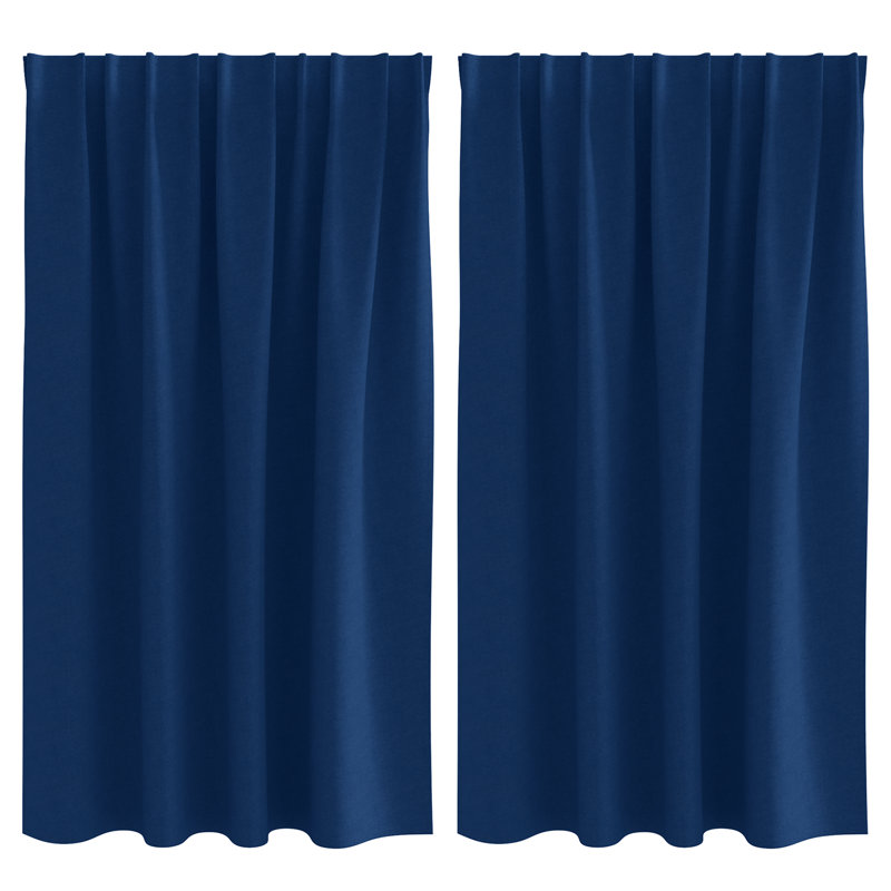 Curtains With Curtains 2 Pcs Polyester, Dark Blue, 140cm Width x 140cm Drop