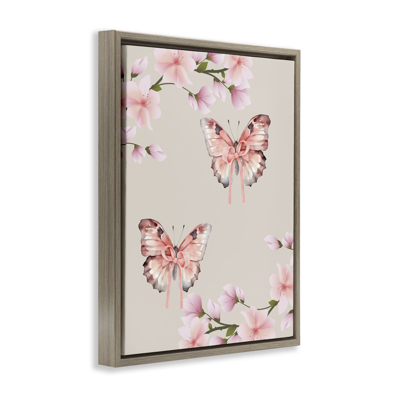 Cadre flottant Butterflies In Bows, design par Jesse Keith, Cadre flottant orme Montalcino, H 21 po x l 17 po