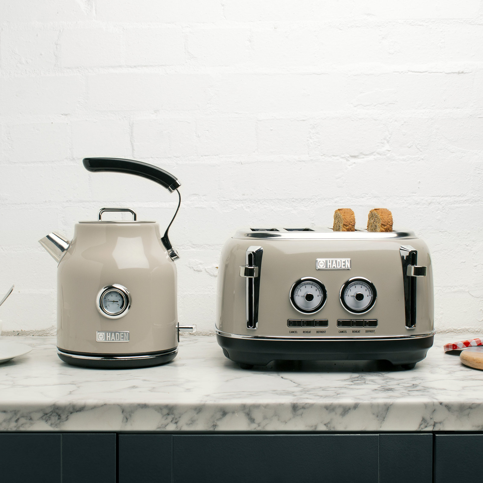 HADEN Dorset 4-Slice Wide Slot Toaster, Putty