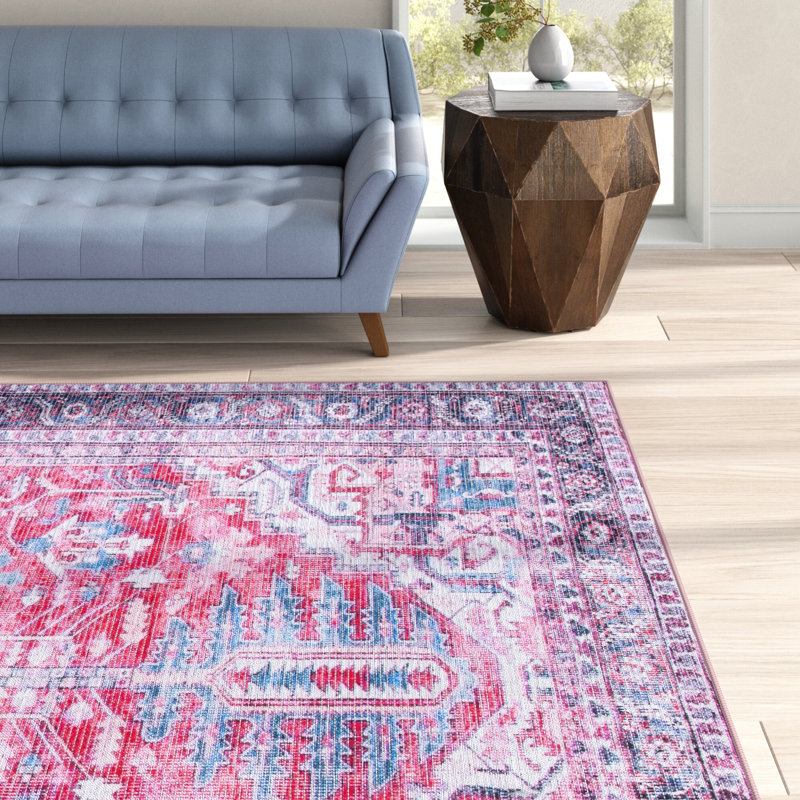 Kingsford Oriental Navy/Pink Area Rug, Rectangle 9' x 12'