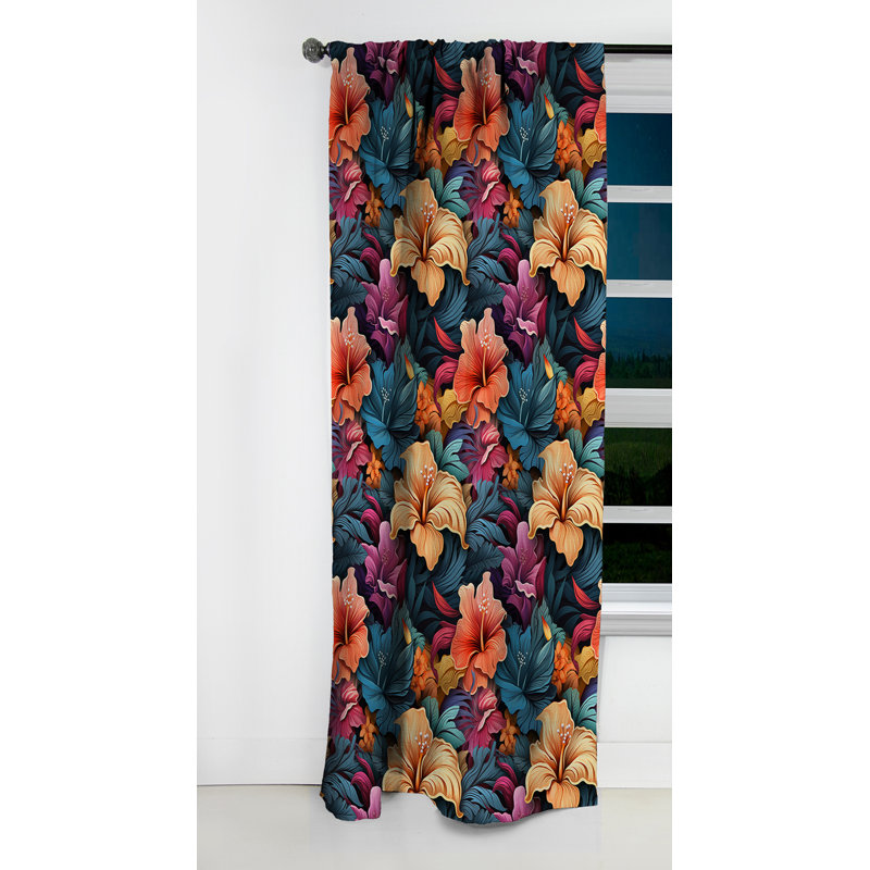 Motif tropical Ethereal - motif floral - rideau occultant - 1 panneau, L 52 po x L 63 po