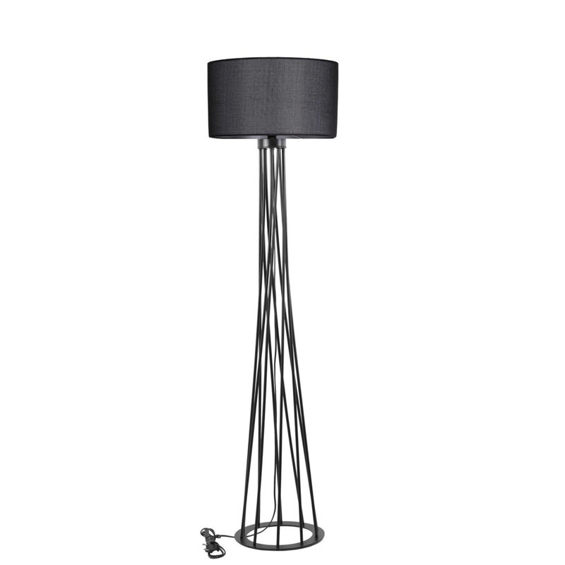 Luro Elegant Black Floor Lamp, 63.0 in Height, 17.7 in Shade Diameter | 100% Metal Construction, E27 Socket Max 60W | Stylish Design with Oven-Dried Paint, Perfect for Living Room, Bedroom, and Office Decor