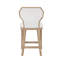 Counter Stool With Curved Angle Back In Cerused Oak With Performance White Linen Upholstery