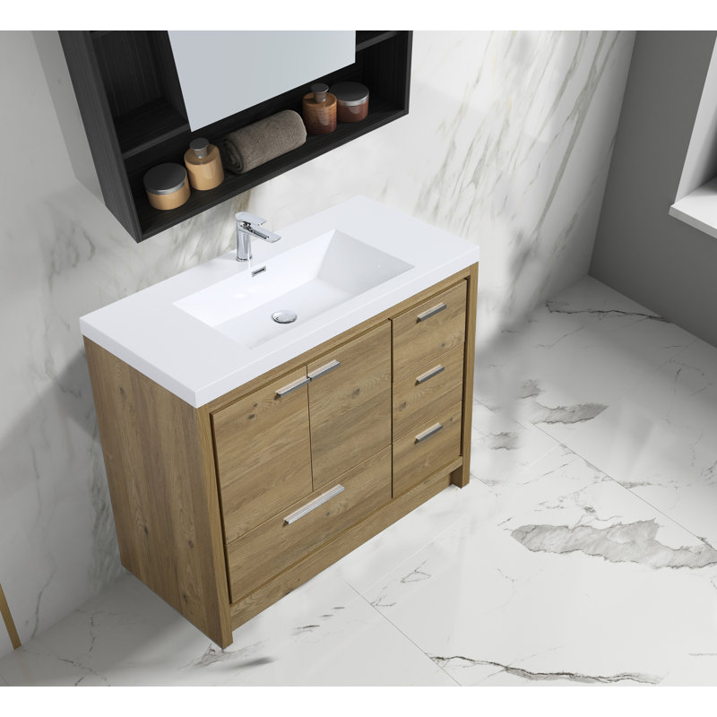 Spiker 41.7'' Single Bathroom Vanity with Poly Marble Top