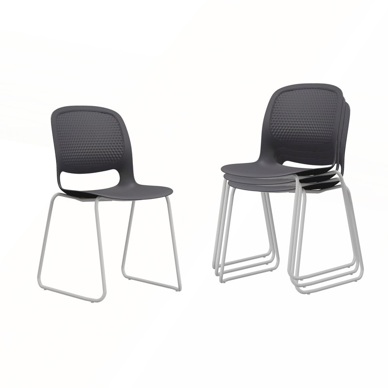 Chaises empilables ergonomiques avec dossier incurvé et trépied en acier durable pour le bureau et la maison modernes