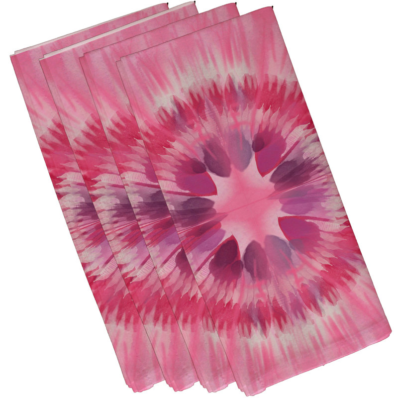 Alissiya Polyester Abstract Square Napkin, Pink