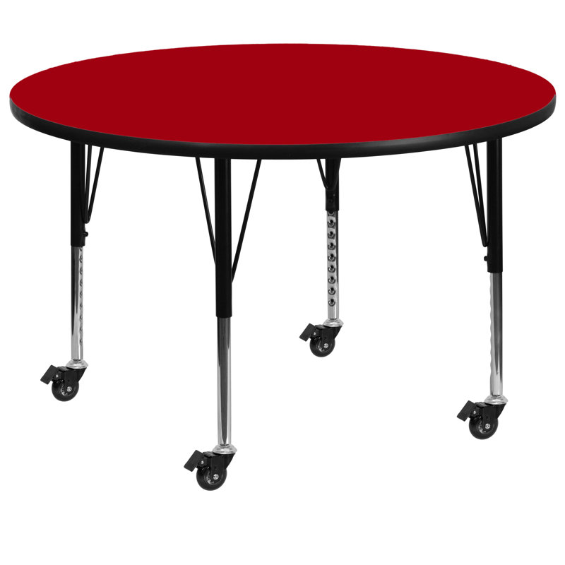 Table ronde mobile en stratifié Goddard, L 42 po x P 42 po x H 17,37 po à 25,37 po, Rouge