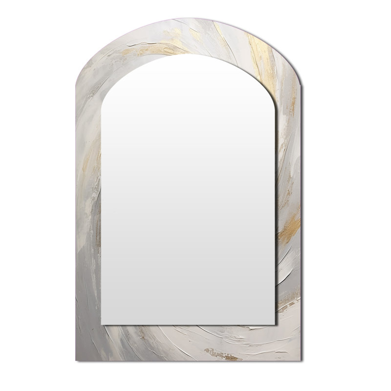 Soft Wave Vortex V - Large Arched Wall Mirror On Metal, 43" x 33"