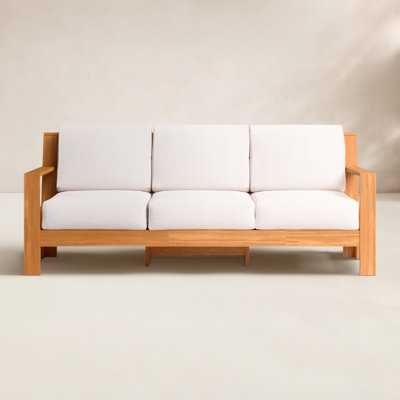 Bogota 78.75" Wide Outdoor Teak Patio Sofa with Sunbrella Cushions by Birch Lane