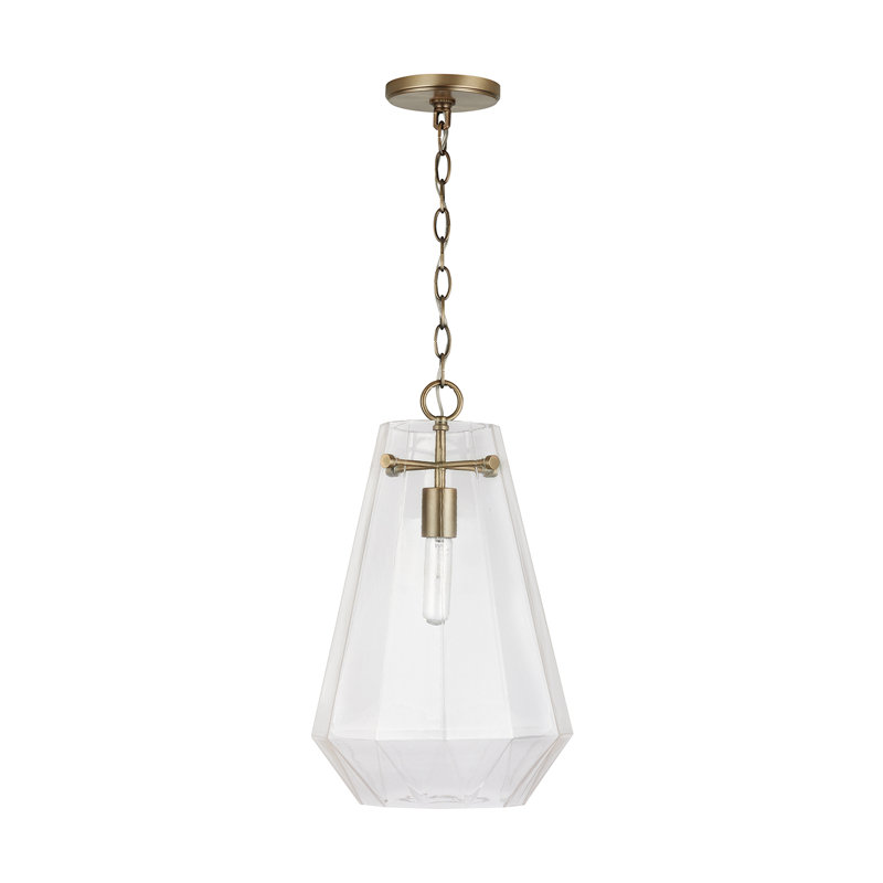 Luminaire suspendu géométrique à 1 lumière Annie, Laiton vieilli