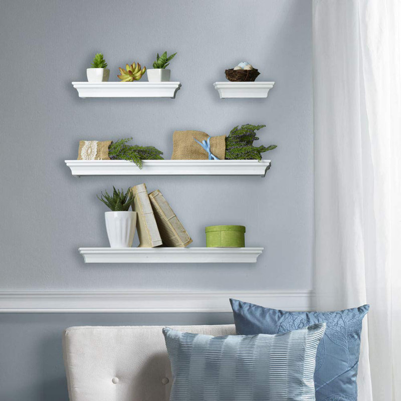 Franzius 4 Piece Floating Shelf, White