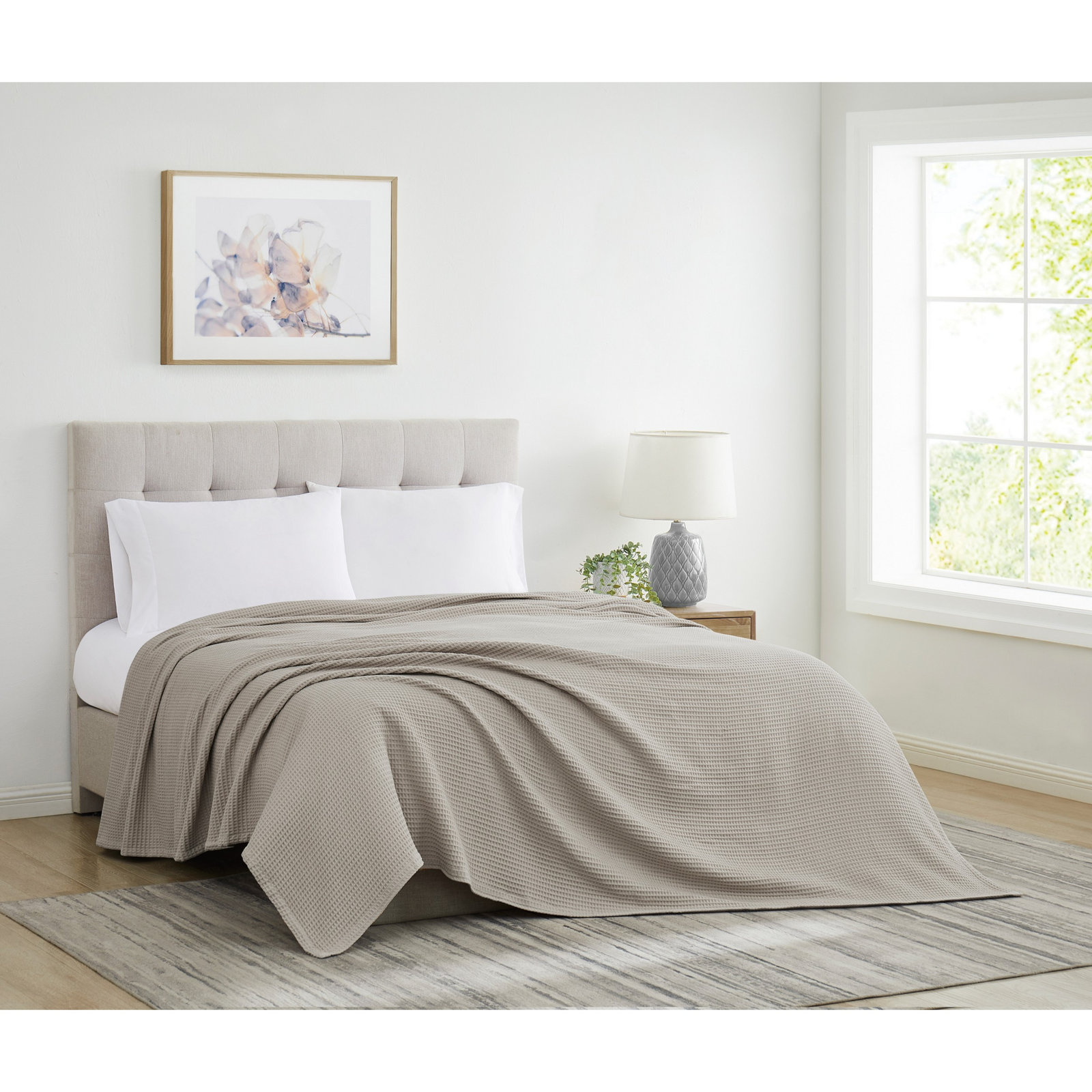 Cotton Throw Blanket, Queen, Khaki