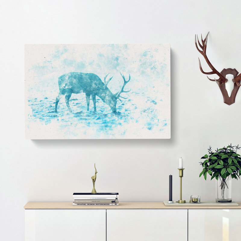 Grazing Stag - Wrapped Canvas, 35cm H x 50cm W x 3cm D