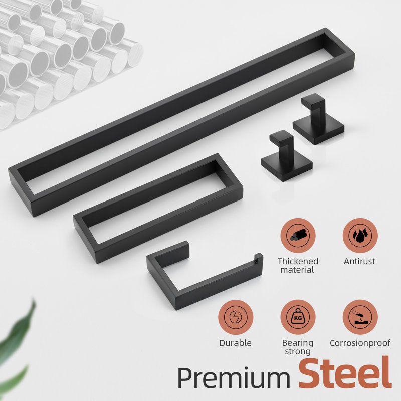 5 Piece Bathroom Hardware Set, Matte Black