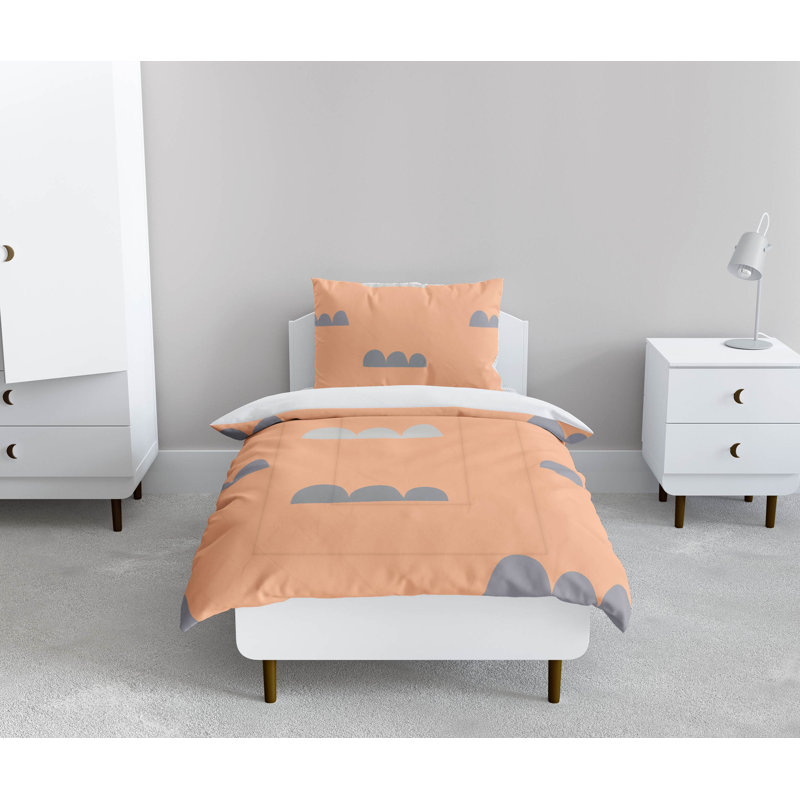 Dino Cloud  Comforter Set, Peach Geometric