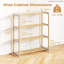 Range-chaussures en bois de pin massif à 3 ou 4 niveaux avec tablettes ouvertes à lattes - Organisateur de vestibule moderne naturel et gris pour chaussures, livres et articles de toilette-684160928