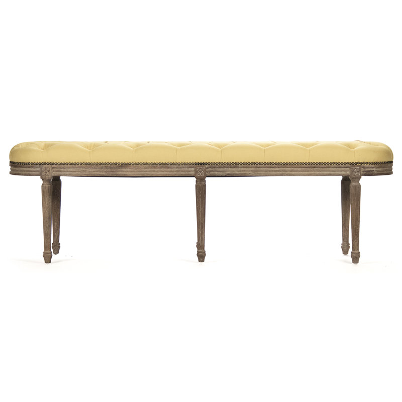 Michel Linen Upholstered Bench, Yellow