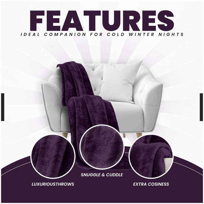 Fleece Throw Blanket Super Soft Warm Cosy Decorative Blanket for Sofa Couch Bed Living Room Bedroom Lightweight Comfort Snuggle