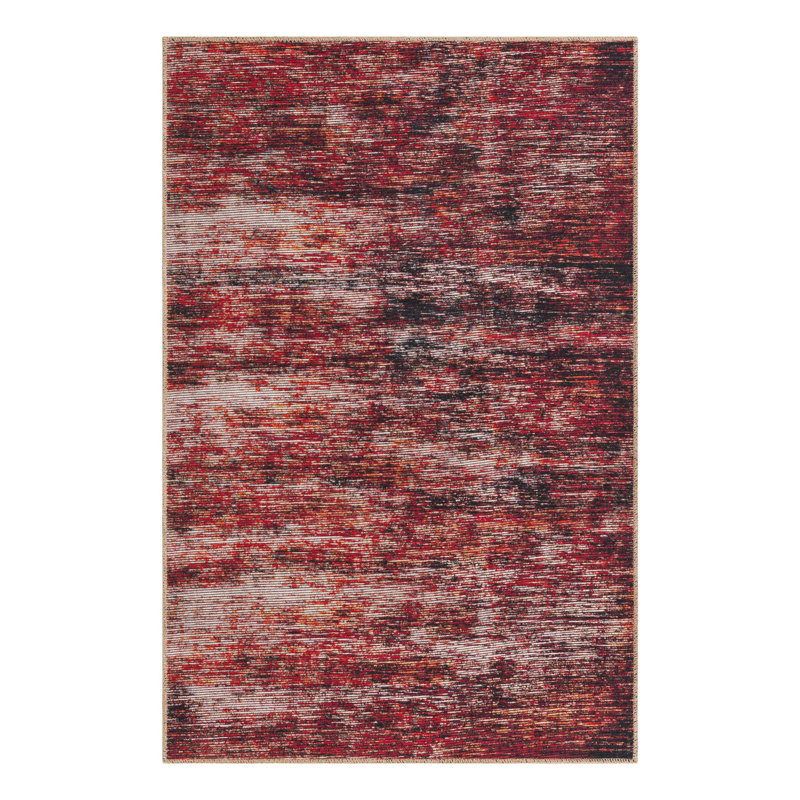 Tapis rouge / gris Montalto, Rectangle 3 pi 6 po x 5 pi 6 po