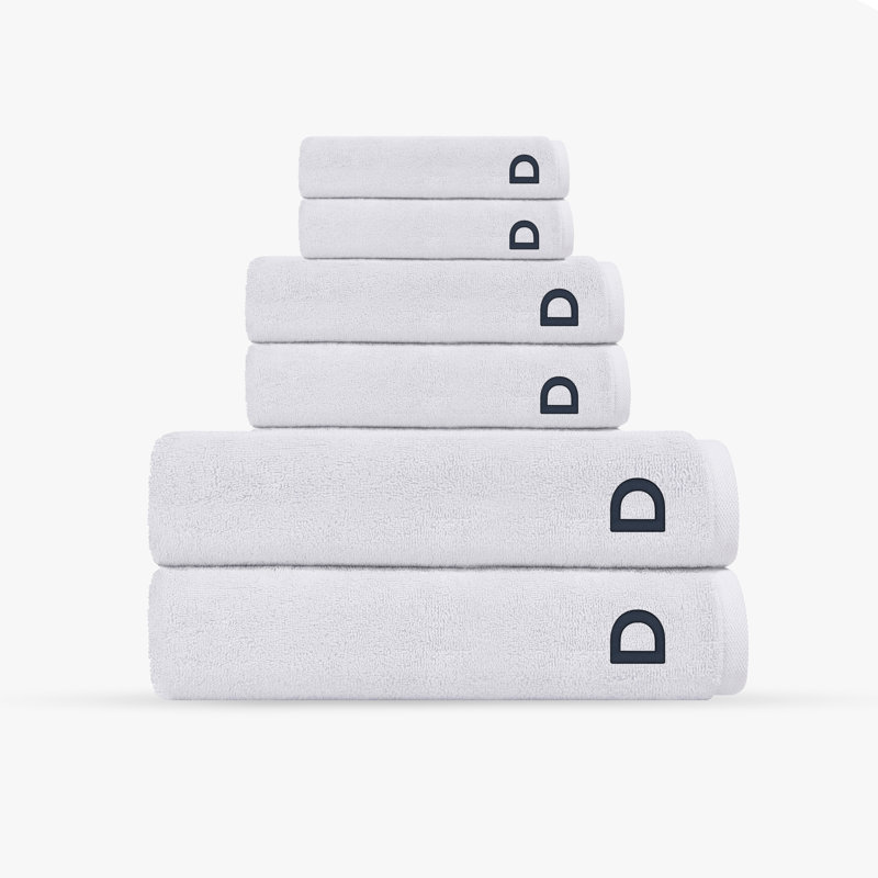 Monogrammed Cloer 6 pcs Turkish Towels Set, D, White