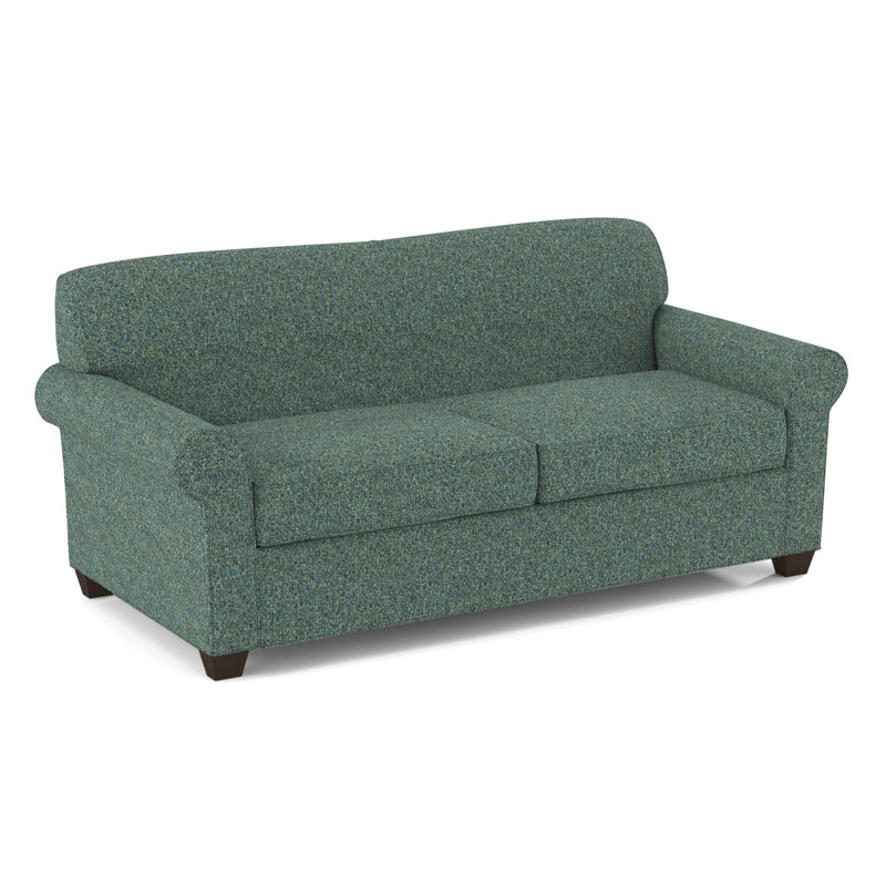 Finn Rolled Arm Sofa with Reversible Cushions, Cafelle, Connelly Peacock, 34" H x 75" W x 36" D