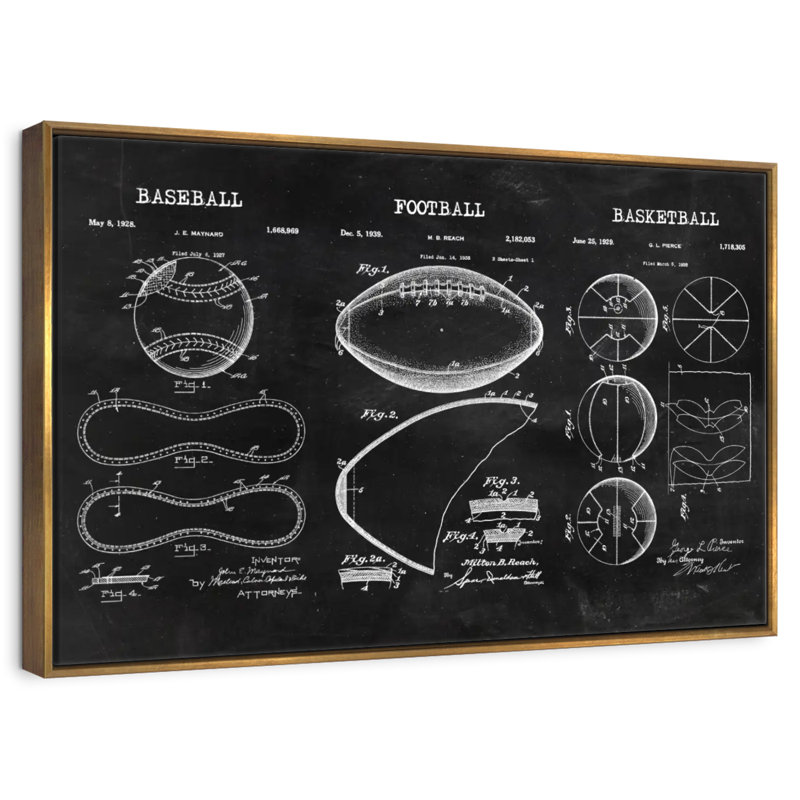 Brendle Balls Compilation BW - brevet, Cadre flottant doré, 40 po x 27 po