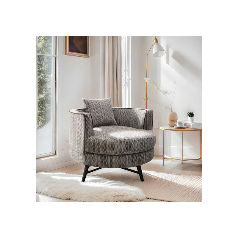 Fauteuil rembourré en tissu avec pieds en métal