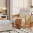 Upholstered Accent Chair With Rattan Arms And Solid Wood Legs-830804767