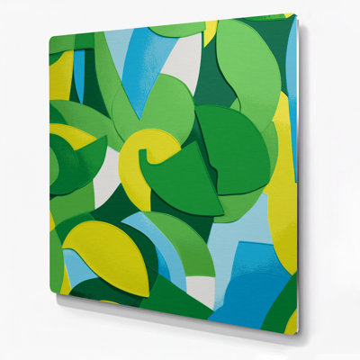 Abstract Shapes 57 Green Metal Wall Art