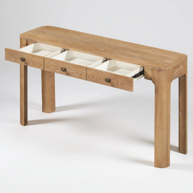52.02" Rustic Console Table with Curved Corners for Safety, Entryway Table with Drawers, Sturdy Sofa Table for Hallway & Living Room
