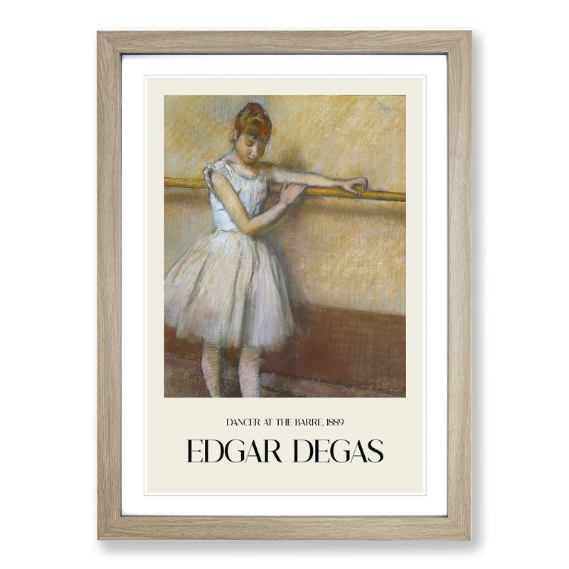Ballet Ballerina Dancer at the Bar by Edgar Degas - Picture Frame Graphic Art, 36cm H x 27cm W x 2cm D, Oak Framed