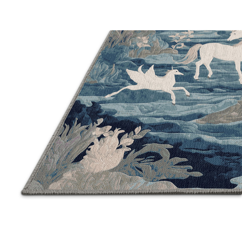 Machine Washable Gray Area Rug, Rectangle 8' x 10'