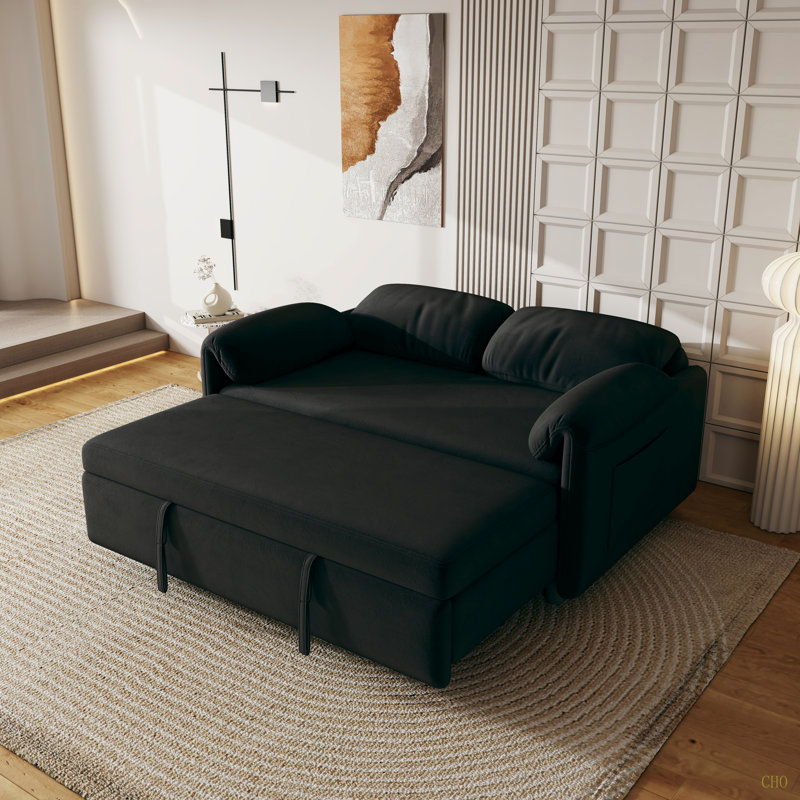 Conception centrée sur le canapé: canapé-lit en velours de 54 pouces à double usage - un lit escamotable élégant pour votre salon