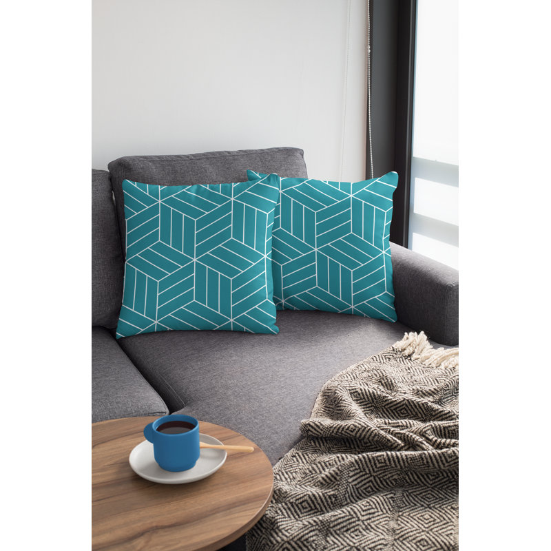 Housse de coussin Fredly, 18 po x 18 po, Bleu sarcelle