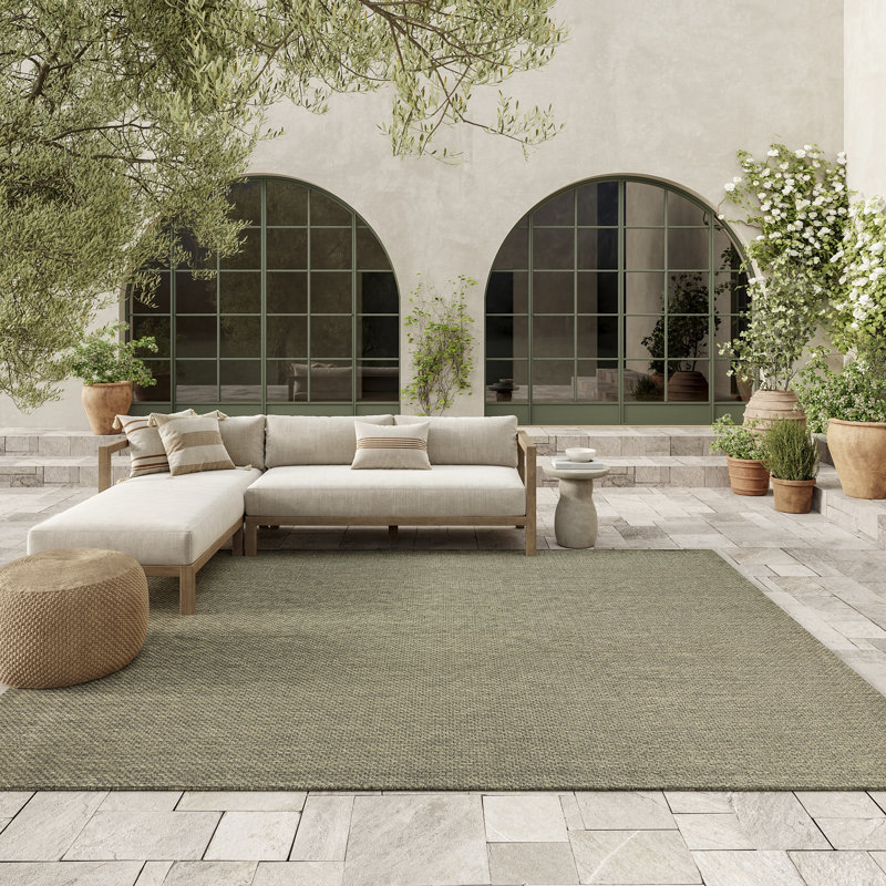 Tulum Solid Indoor/Outdoor Area Rug, Rectangle 8' x 10', Olive