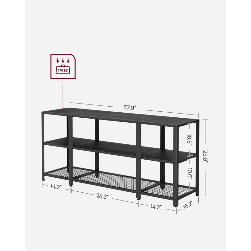 TV Stand for TVs up to 65" with Open Storage Shelves, Black