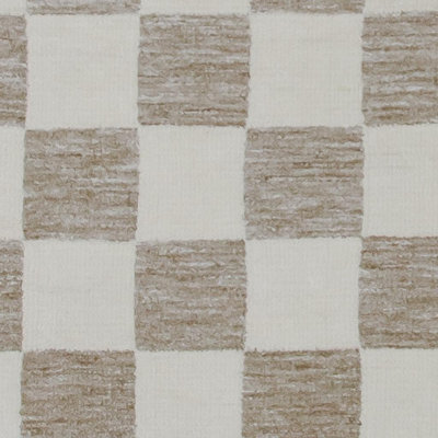 8' X 11' Beige and Brown Checkered Power Loom Area Rug