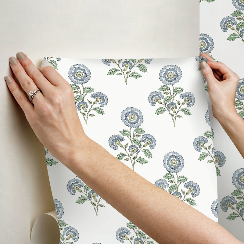 Rouleau de fleurs pelez et collez, Bleu / vert