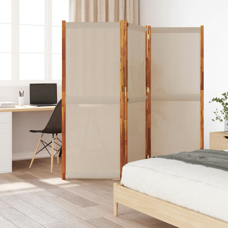 Metts 457.2cm H Solid Wood Folding Room Divider, 3, 180cm H x 210cm W, Taupe