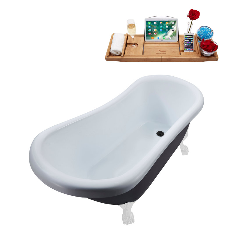 61'' x 27.6'' Soaking Acrylic Bathtub, Glossy White, Glossy White