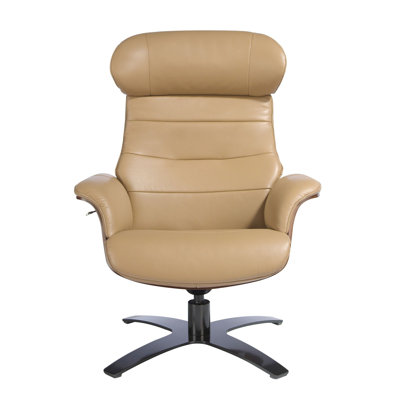 Chocolate  leather swivel recliner armchair