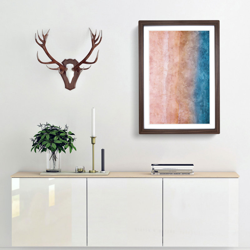 Upon The Beach - Single Picture Frame Painting on MDF, 45cm H x 33cm W x 2cm D, Walnut Framed