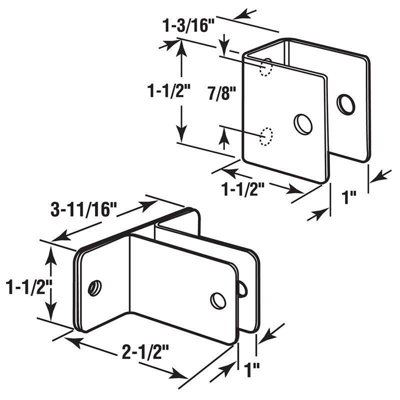 Ensemble de support mural Prime-Line, panneaux de 1 po, acier inoxydable estampé, finition satinée (paquet simple)