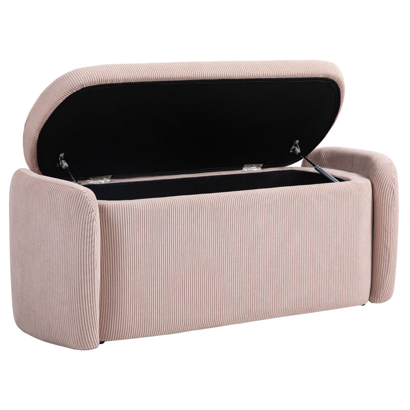 Corduroy Storage Bench for Bedroom,Bed End Ottoman Bench with Storage,Modern Oval Storage Bench with Seating for Living Room,Entryway,Window ( 45”)